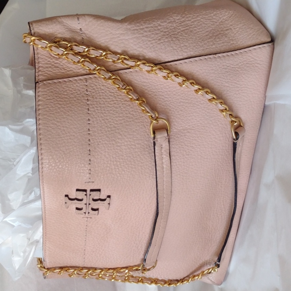 Tory Burch Vintage Salmon 🛍️ Gold 🪙 HW Braids Pebbled Leather Tote - Picture 5 of 16